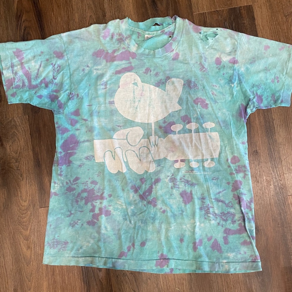 1994 vintage Woodstock Tie-Dye T-Shirt - Blue and Purple